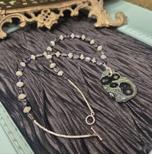 Beautiful Handmade Beaded Necklace: Crocodile Jasper Pendant